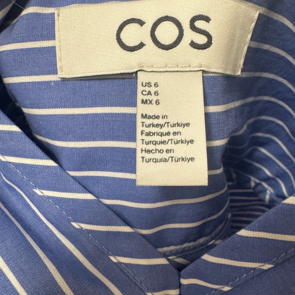 COS Elegant Blue Striped Dress - Picture 3 of 6